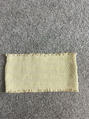 La Hearts Pale Yellow Bandeau Style Tube Top with Ruffle Trim